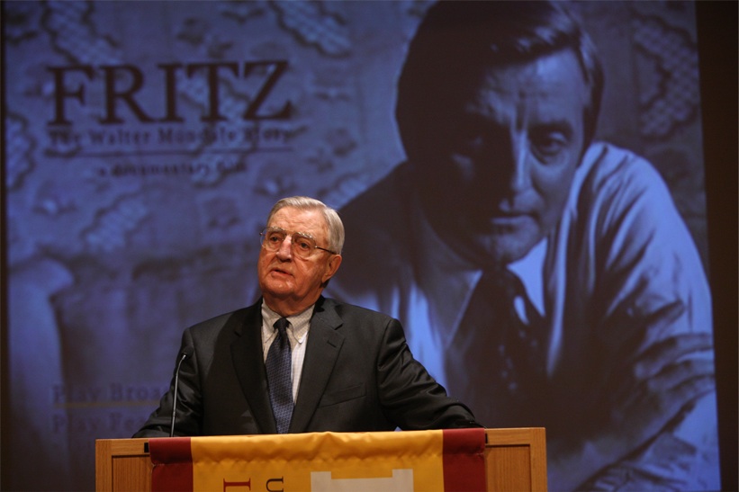 Mr. Mondale speaking at the University of Minnesota Law School screening